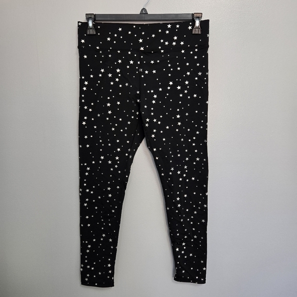 Terez - Black Silver  Mini Star Foil UpLift Leggings - Size XLarge EUC - Picture 3 of 11